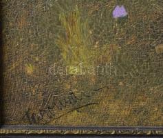 Olvashatatlan jelzéssel: Libapásztorlány. Olaj, vászon. 50x70 cm. Dekoratív fakeretben