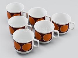 6 db Zsolnay retro porcelán bögre. Matricás, jelzett, hibátlan d:9,5 cm, m: 7,5 cm