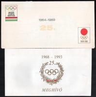 1989, 1993 2 db olimpiai emlékvacsora meghívó