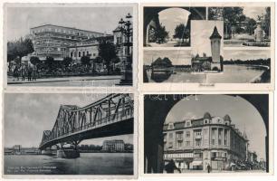 4 db RÉGI vajdasági képeslap, "visszatért" alkalmi bélyegzésekkel a hátoldalakon + 1 db Kotor / 4 pre- 1945 Vojvodinan postcards with "visszatért" So. Stpl + 1 Cattaro