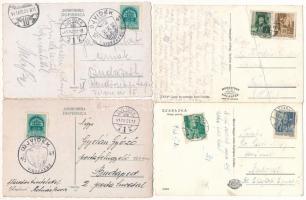 4 db RÉGI vajdasági képeslap, "visszatért" alkalmi bélyegzésekkel a hátoldalakon + 1 db Ko...