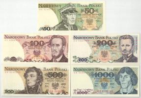 Lengyelország 1982-1988. 50Zl - 1000Zl (5xklf) T:UNC,AU Poland 1982-1988. 50 Zlotych - 1000 Zlotych (5xklf) C:UNC,AU