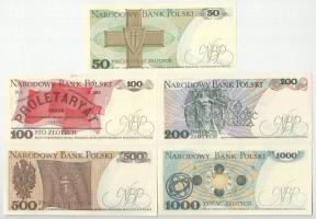 Lengyelország 1982-1988. 50Zl - 1000Zl (5xklf) T:UNC,AU Poland 1982-1988. 50 Zlotych - 1000 Zlotych ...