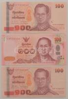 Thaiföld 2005-2015. 100B (3xklf) T:F közte szép papír Thailand 2005-2015. 100 Baht (3xdiff) C:F with nice paper