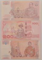 Thaiföld 2005-2015. 100B (3xklf) T:F közte szép papír Thailand 2005-2015. 100 Baht (3xdiff) C:F with...