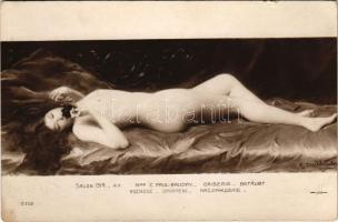 Griserie, Salon 1914, A. F. / Erotic nude lady art postcard s: C. Paul-Baudry