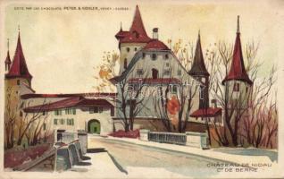 De Nidau castle Berne Litho
