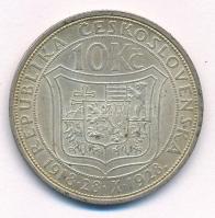Csehszlovákia 1928. 10K Ag "Masaryk" T:AU,XF patina Czechoslovakia 1928. 10 Korun Ag "...