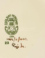 Zsolnay virág mintás áttört kaspó. Kézzel festett, jelzett, hibátlan. Rigó M. 17 cm