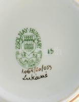 Zsolnay búzavirág mintás áttört kaspó. Kézzel festett, jelzett, hibátlan. d: 11, m: 10 cm