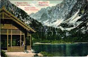 1912 Tátra, Magas-Tátra, Vysoké Tatry; Poprádi-tó, Majláth menedékház / Popper-See, Majláth Schutzhaus / lake, tourist house (EK)