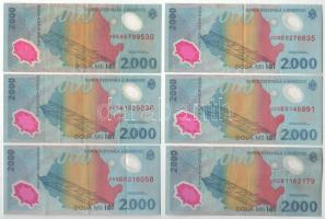 Románia 1999. 2000L (6x) "Napfogyatkozás" T:F Romania 1999. 2000 Lei (6x) "Solar ecli...
