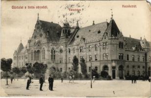 1911 Kecskemét, Városháza, gyógyszertár. G. Fekete Mihály kiadása (EM)