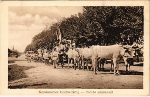 Román nászmenet, erdéyi folklór. Kunstanstalt Jos. Drotleff / Romänischer Hochzeitung / Transylvanian folklore, Romanian wedding (EK)