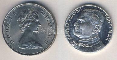 Nagy-Britannia 1972. 25p "Ezüstlakodalom" T:2 + Vatikán DN "II.János Pál pápa" f...