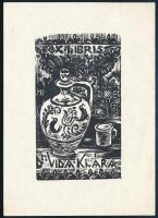 M. Makkai Piroska (1910-1998): Ex libris Dr. Vida Klára. Fametszet, papír, jelzett a metszeten. 10x6 cm