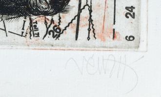 Vén Zoltán (1941- ): Noli turbare circulos meos. Rézmetszet, papír, jelzett, művészpéldány EA. jelzé...