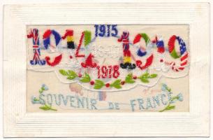 1914-1919 Souvenier de France - Glorie au Alliés / Első világháborús hímzett katonai üdvözlőlap: Antanthatalmak propaganda / WWI Allies of World War I propaganda - embroidery greeting