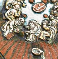 Varga Mátyás (1910-2002): Utolsó vacsora. Színes mázakkal festett fali kerámia, hibbátlan. Jelzett: ...