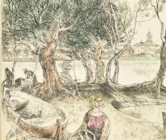 Würtz Ádám (1927-1994): Carmina Burana. Rézkarc, papír, jelzett, paszpartuban. , 19x29 cm