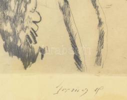 Breznay József (1916-): Tél (Budapest). Rézkarc, papír. Dekoratív, üvegezett fakeretben, 20×38 cm