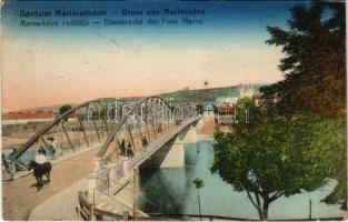 1915 Máriaradna, Mária-Radna, Radna (Lippa, Lipova); Maros folyó vashídja / Eisenbrücke der Fluss Maros / iron bridge over the Mures river (Rb)