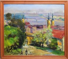 Csupor László (1914-1990): Budapesti látkép. Olaj, vászon, jelzett. Fakeretben, 50×61 cm