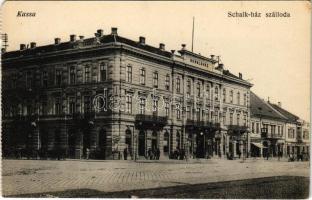 Kassa, Kosice; Schalk-ház szálloda, Weber Bernát, Fried Márk üzlete. Varga Bertalan kiadása / hotel, shops (EM)