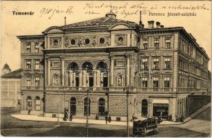 1918 Temesvár, Timisoara; Ferencz József színház, villamos / theatre, tram + K.u.k. Garmsonsspital Nr. 21.