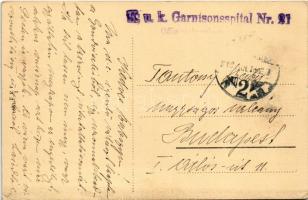 1918 Temesvár, Timisoara; Ferencz József színház, villamos / theatre, tram + "K.u.k. Garmsonssp...