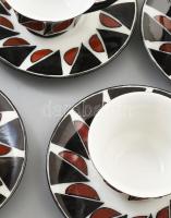 6 db Rosenthal mokkás csésze, 7 db csészealj, egyedi kisipari festéssel. Jelzett, kopásokkal