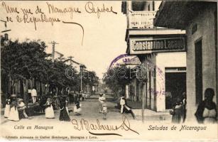 1908 Managua, Calle, Constantino Lacayo / street view, shop (EK)