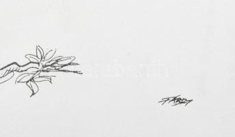 Fábry János (1947-): Ide a kukacot (karikatúra). Tus, papír, jelzett. 21x29,5 cm