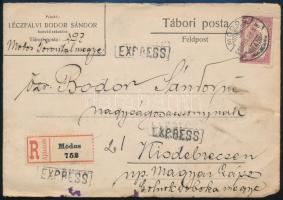 1918 Expressz ajánlott levél Parlament 1K bérmentesítéssel &quot;MÓDOS&quot; - Kisdebreczen