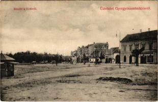 Gyergyószentmiklós, Gheorgheni; Fő tér, üzlet. Sándory Mihály kiadása / main square, shop (fl)