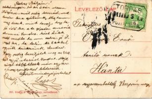 1911 Tordas, Evangélikus templom (EK) + "TORDAS POSTAI ÜGYN."