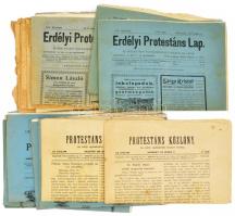 1889-1951 Erdélyi egyházi újságok gyűjteménye, össz. 19 db: 1889 Protestáns Közlöny XIX. évf. 41. és 42. sz.; 1898-1905 Erdélyi Protestáns Lap I. évf. 8., 9., 10., 30. sz. és VIII. évf. 20., 27., 28., 42. sz.; 1921-1951 Református Szemle XIV. évf. 18., 19-20., 21., 22-23., 24. sz., illetve XXXXVI. évf. 4., 5., 7., 11-12. számai. Változó állapotban.