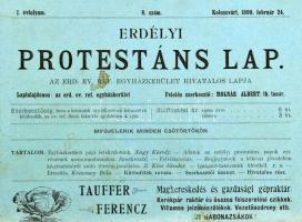 1889-1951 Erdélyi egyházi újságok gyűjteménye, össz. 19 db: 1889 Protestáns Közlöny XIX. évf. 41. és...
