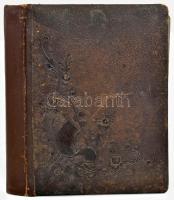 Antik fényképalbum, dekoratív historizáló félvászon kötésben, sérült borítóval és kötéssel, foltos a...