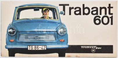 1964 Trabant 601, színes képekkel illusztrált, magyar nyelvű ismertető prospektus, kihajtva: 28,5x20 cm