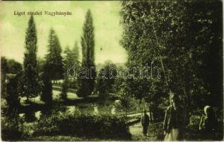 1911 Nagybánya, Baia Mare; Liget részlet. Kovács Gyula kiadása / park (EK)