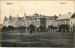 1911 Szatmárnémeti, Szatmár, Satu Mare; Deák tér, Lengyel üzlete / square, shops (EK)