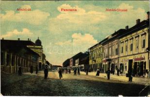 1912 Pancsova, Pancevo; Almási út, üzletek. Horovitz Adolf és Fia kiadása / street view, shops (EB)