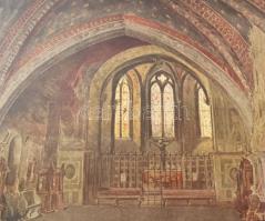 Franz Schmidt Glinz (1860-1929) templombelső. Akvarell, papír.. Jelzett, Üvegezett keretben 32x38 cm