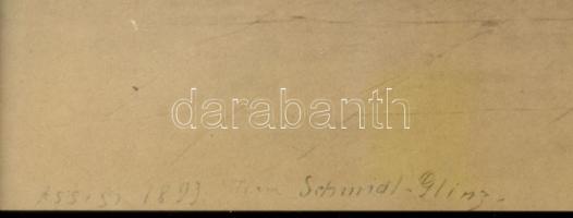 Franz Schmidt Glinz (1860-1929) templombelső. Akvarell, papír.. Jelzett, Üvegezett keretben 32x38 cm