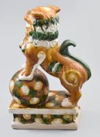 Kínai fo kutya mázas kerámia szobor, Jelzés nélkül ,kis lepattanásokkal / Chinese Pho dog with some ...