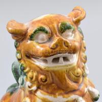 Kínai fo kutya mázas kerámia szobor, Jelzés nélkül ,kis lepattanásokkal / Chinese Pho dog with some ...