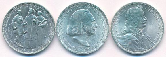 1935. 2P Ag "Pázmány" + 1935. 2P Ag "Rákóczi" + 1936. 2P Ag "Liszt Ferenc" - "Pázmány-sor" T:AU közte patina, kis ph. Adamo P7.1, P7.2, P7.3