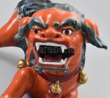 Kínai fo kutya mázas porcelán szobor, Jelzett, javított farok / Chinese Pho dog restored 26 cm