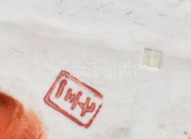 Kínai fo kutya mázas porcelán szobor, Jelzett, javított farok / Chinese Pho dog restored 26 cm